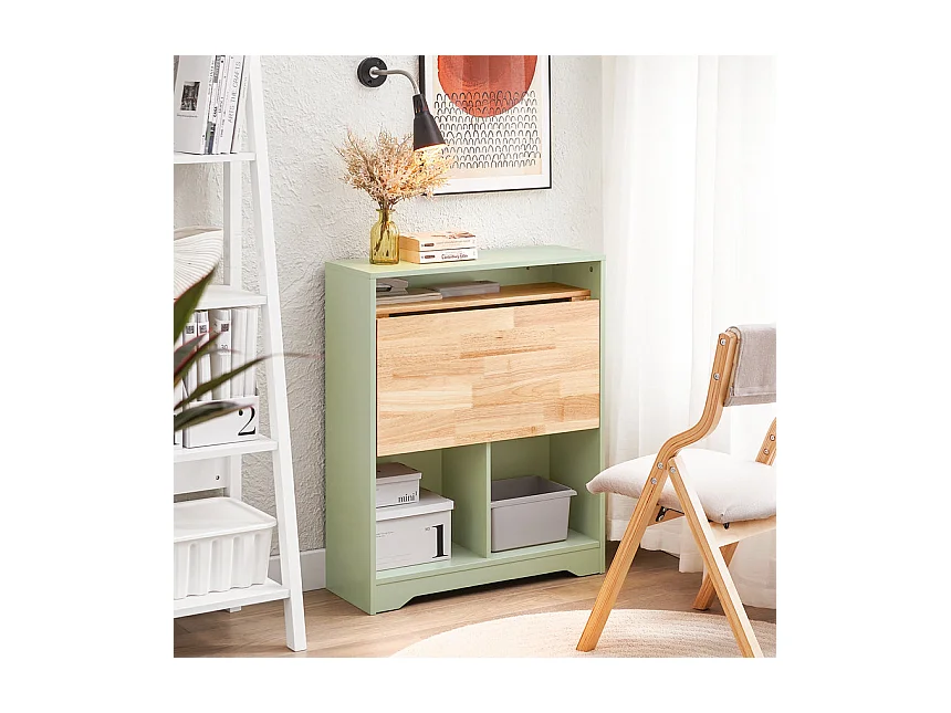 SoBuy FWT104-GR Opvouwbaar bureau, opklapbare computertafel, bureautafel, klein bureau met legplanken, werktafel, computertafel