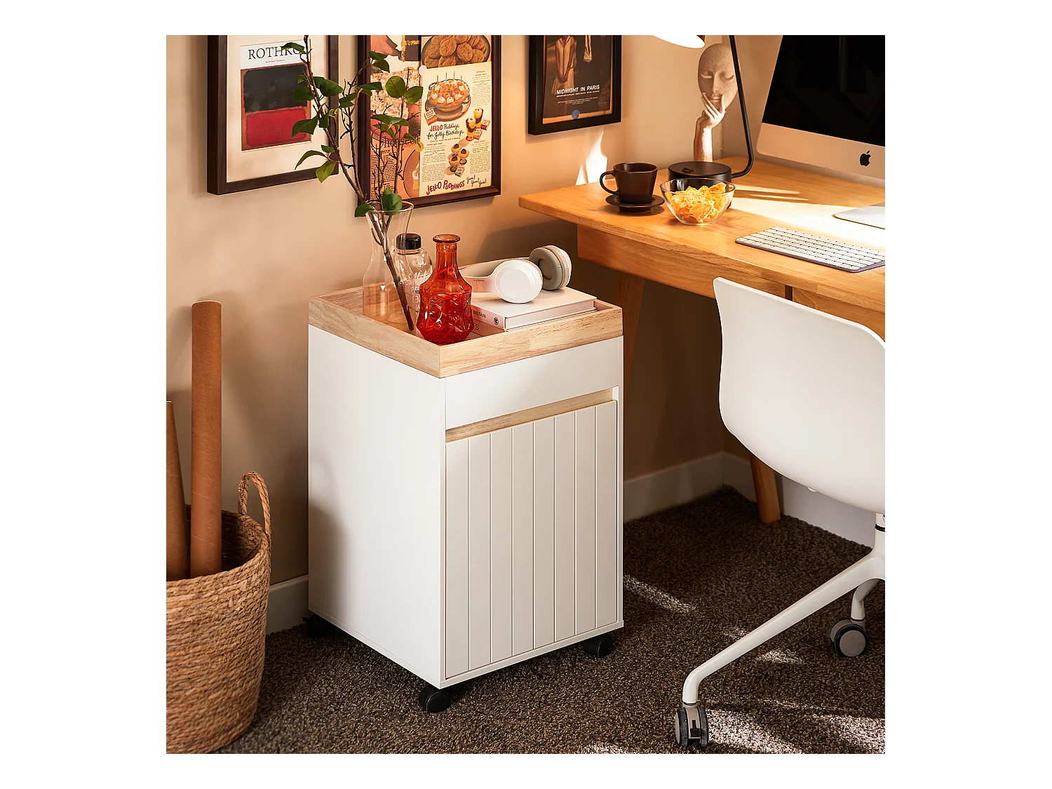 Mesa Auxiliar Mesa de Centro con 1 Puerta ASK03-W SoBuy ES