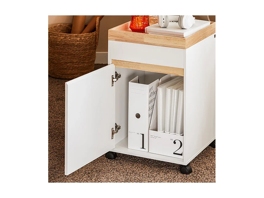 Mesa Auxiliar Mesa de Centro con 1 Puerta ASK03-W SoBuy ES