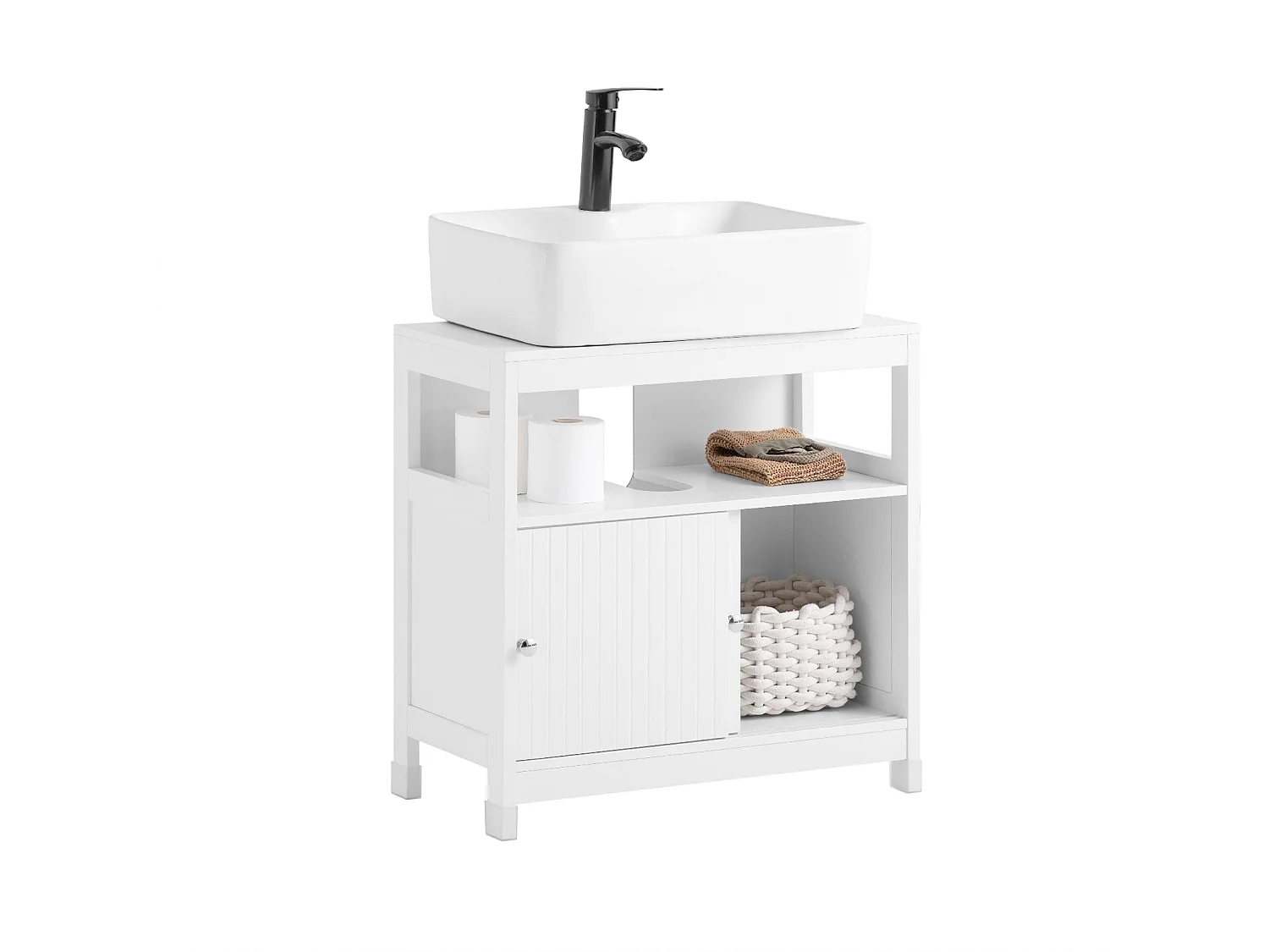 SoBuy BZR185-W Wastafelonderkast, badkamerkast, wastafel, onderkast, badkamermeubel, wit, BHT ca. 60 x 60 x 30 cm