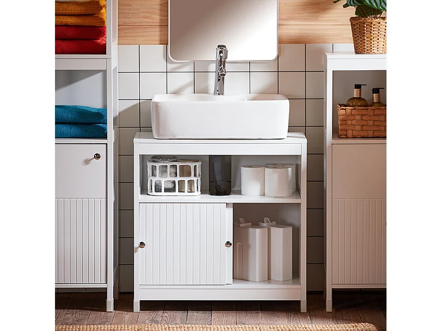 SoBuy BZR185-W Wastafelonderkast, badkamerkast, wastafel, onderkast, badkamermeubel, wit, BHT ca. 60 x 60 x 30 cm