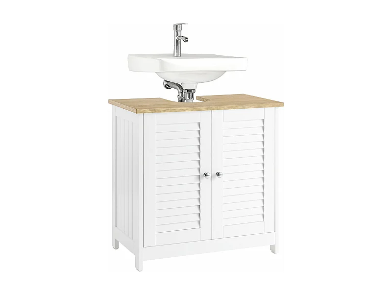 SoBuy FRG237-WN Wastafelonderkast badkamermeubel onderkast in wit natuur BHT ca. 60x59x35cm