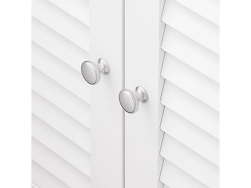 SoBuy Meuble Sous Lavabo, Meuble sous Vasque, Meuble Salle de Bain avec 2 Portes et 2 Étages, Placard de Rangement Salle de Bain, L60 x P35 x H59 cm, Blanc et Natur