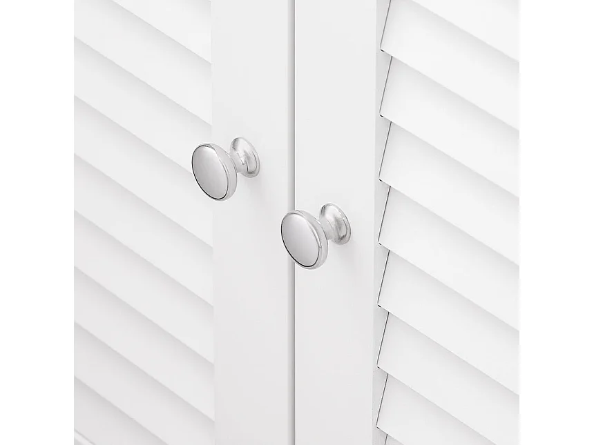 SoBuy Meuble Sous Lavabo, Meuble sous Vasque, Meuble Salle de Bain avec 2 Portes et 2 Étages, Placard de Rangement Salle de Bain, L60 x P35 x H59 cm, Blanc et Natur