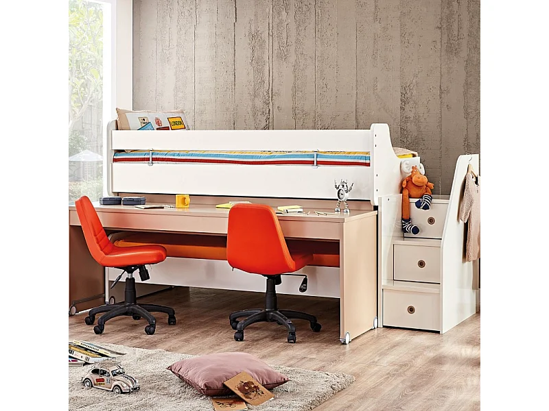 Bett Midi mit Schreibtisch weiß 90X200/90X190cm