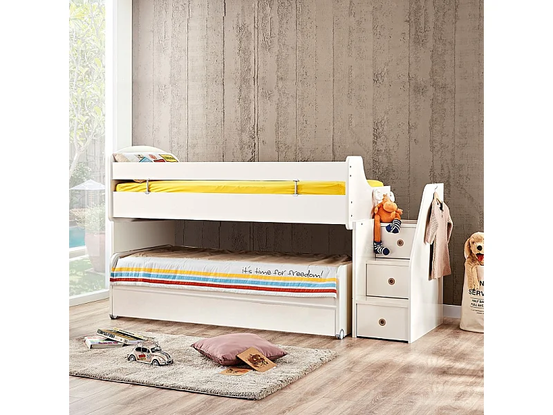 Lit midi et tiroir blanc 90X200/90/190cm