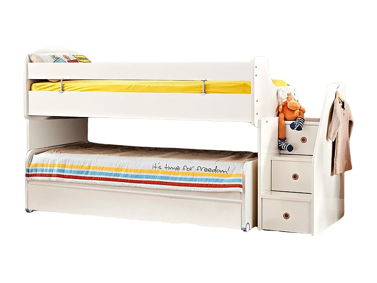 Lit midi et tiroir blanc 90X200/90/190cm