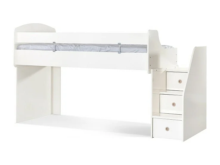 Lit midi avec bureau et tiroir blanc 90X200/90X190cm