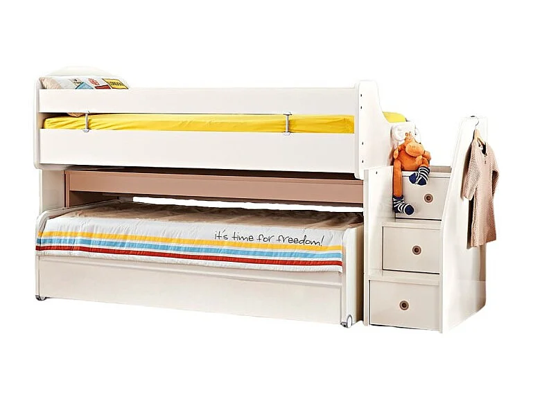 Cama midi com secretária e gaveta branco 90X200/90X190cm