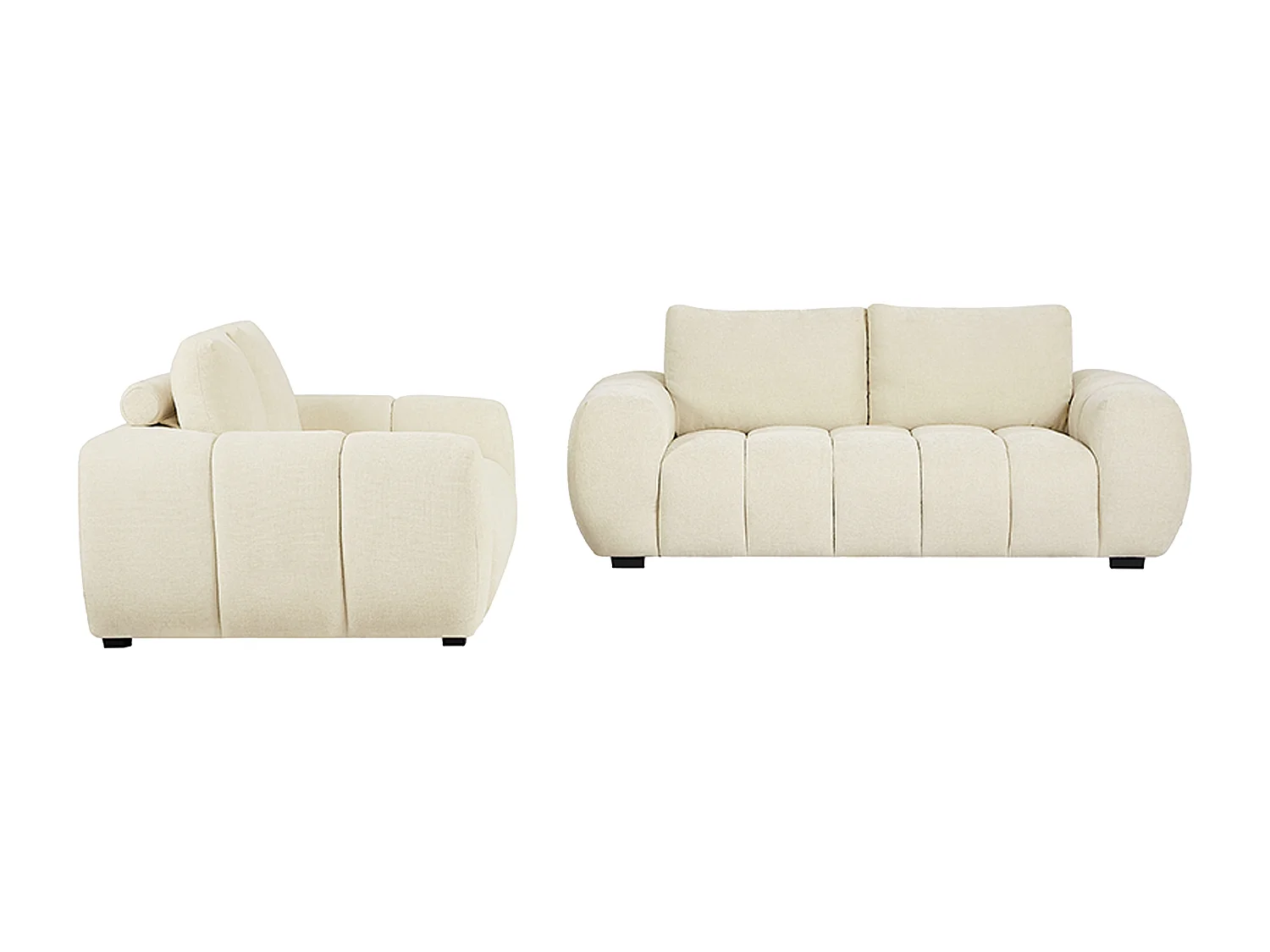 Canapé 2 places et 3 places en tissu texturé beige BERENIA