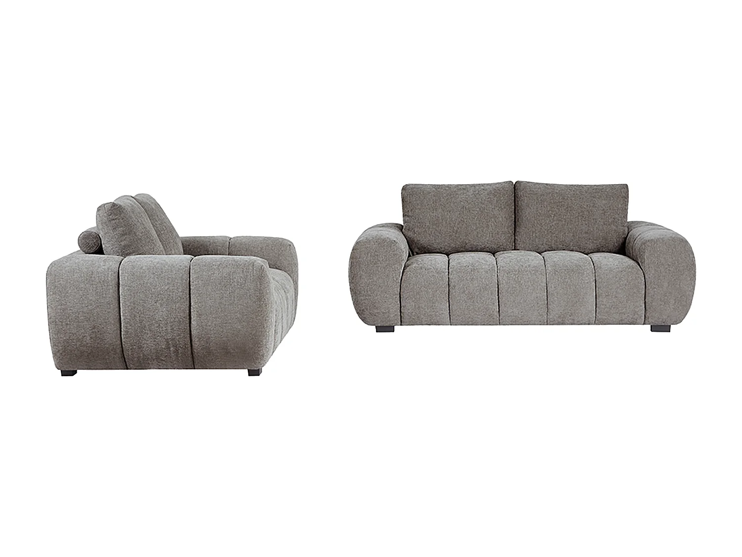 Canapé 2 places et 3 places en tissu gris texturé BERENIA