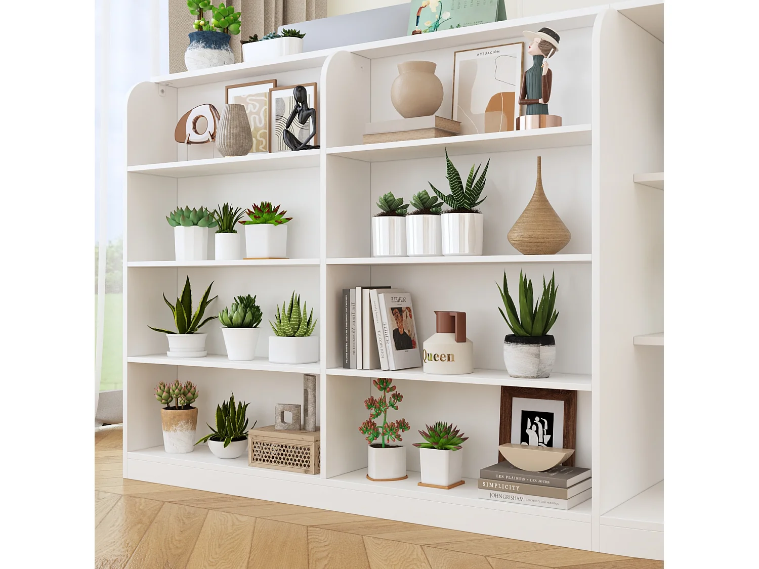 Comptoir de réception avec compartiments ouverts  étagères Tiroir verrouillable Salon Bureau Blanc 180x120x100cm