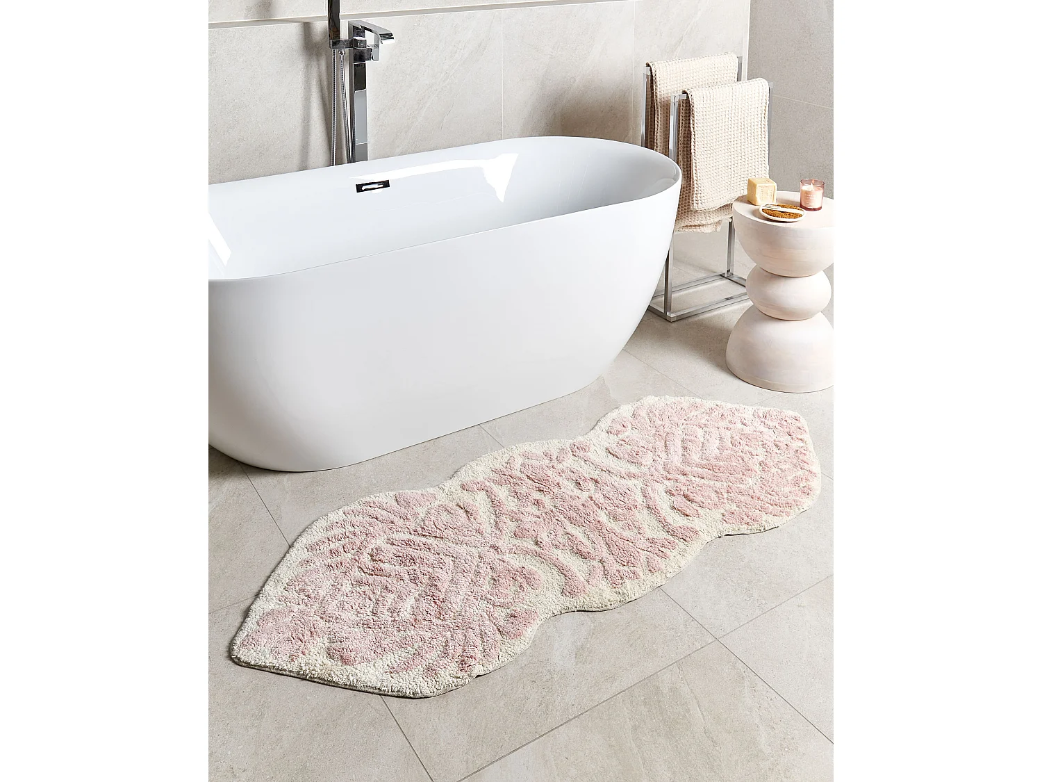 Tappeto da bagno CANBAR 150 x 60 cm Cotone Rosa pastello