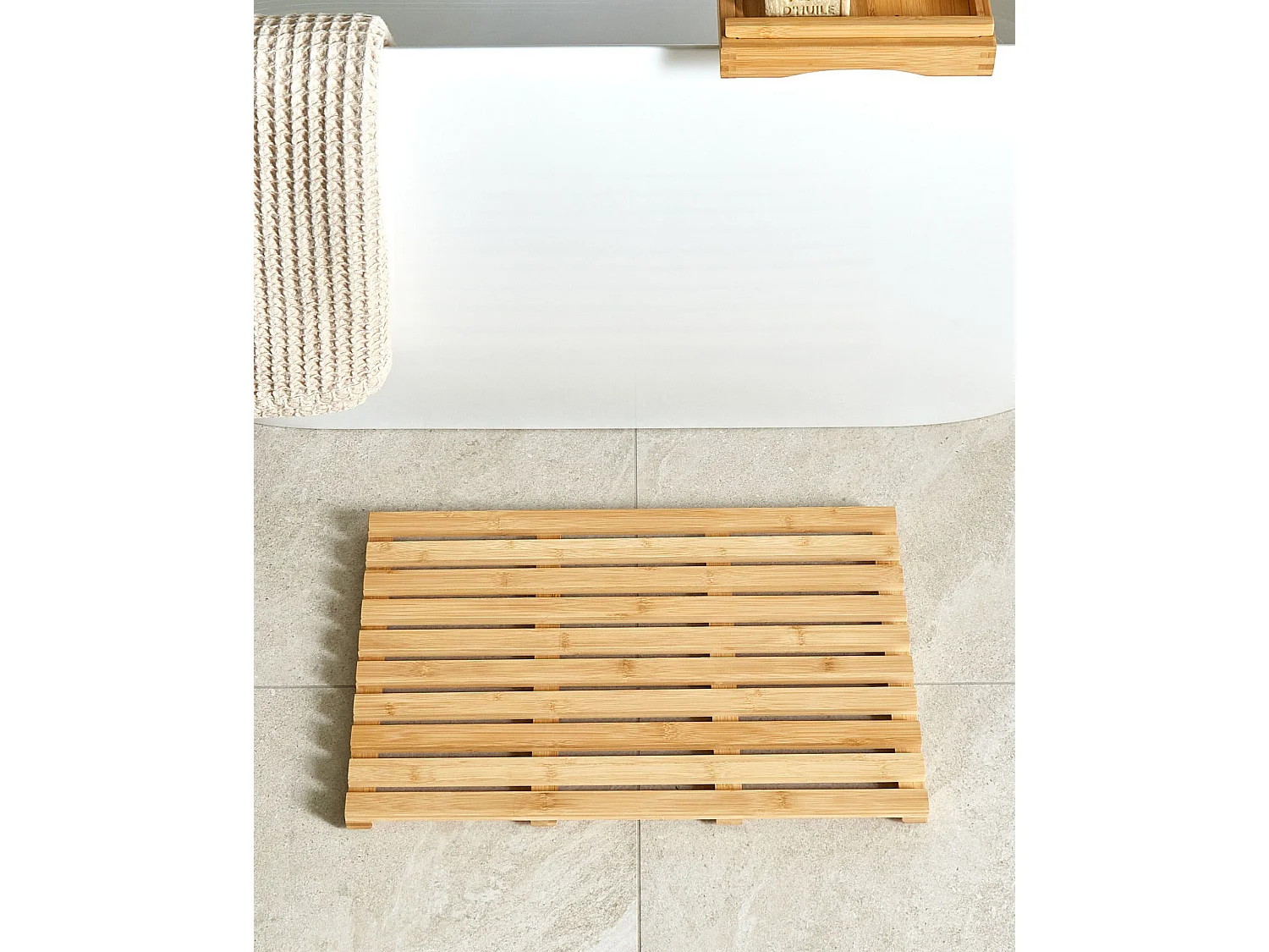 Tapis de bain BARTOW Marron clair 53 x 36 cm Bambou