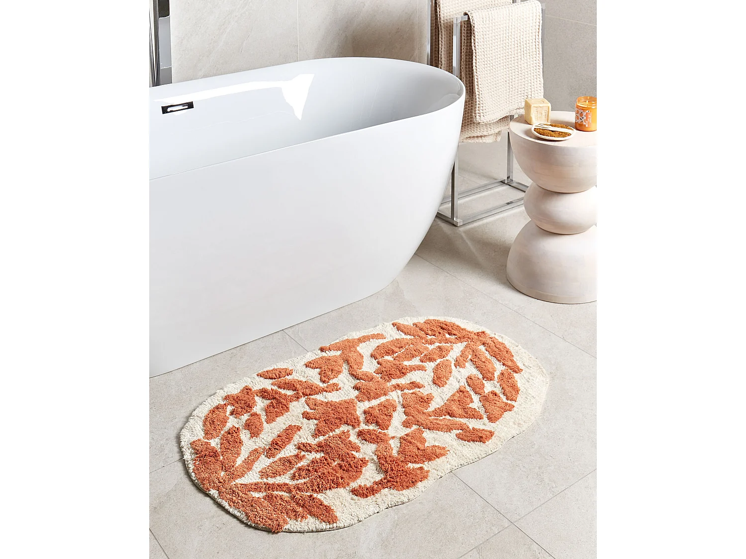 Tapis de bain DERIK Orange 60 x 90 cm Coton