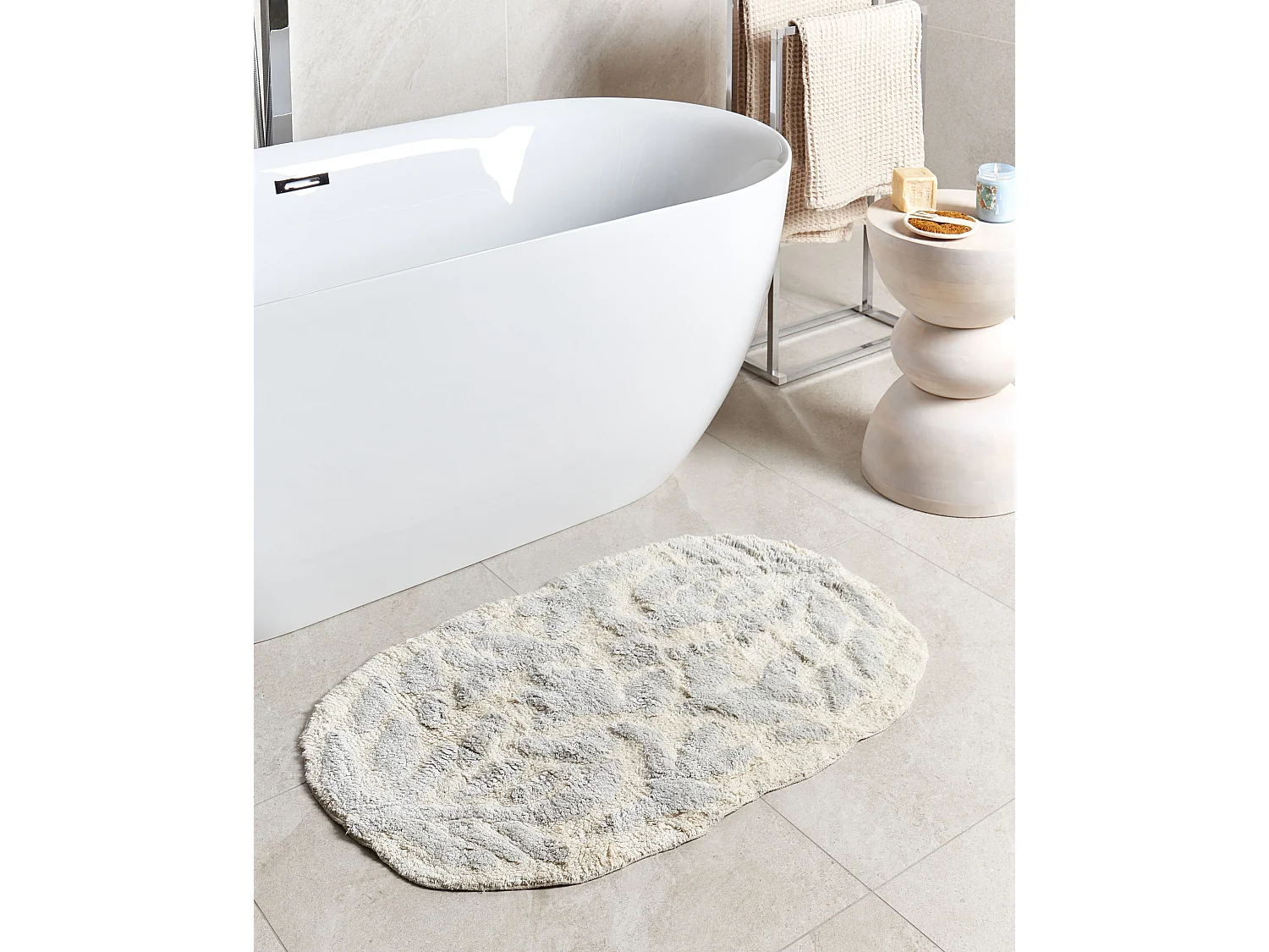 Tappeto da bagno DERIK 60 x 90 cm Cotone Grigio chiaro