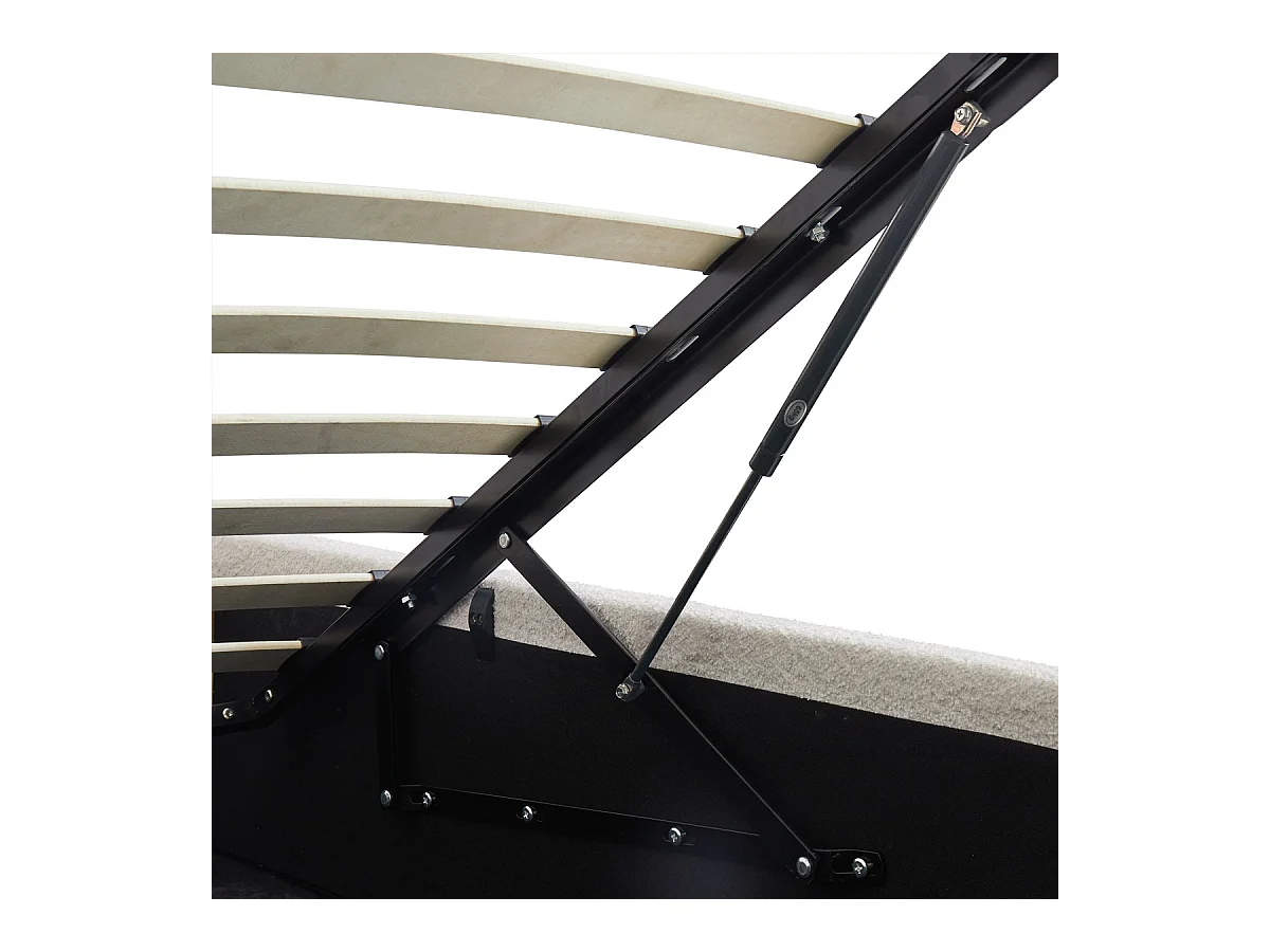 Lit coffre adulte 140x190 cm en tissu bouclé beige avec sommier - Handy