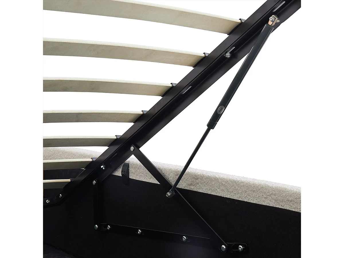 Lit coffre adulte 140x190 cm en tissu bouclé beige avec sommier - Handy