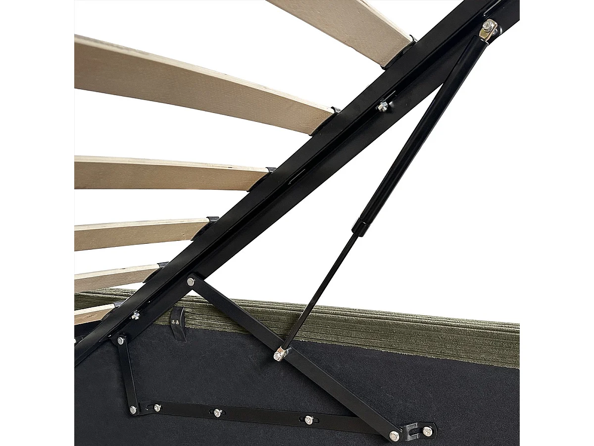 Lit coffre adulte 160x200 cm en velours côtelé vert avec sommier - Handy