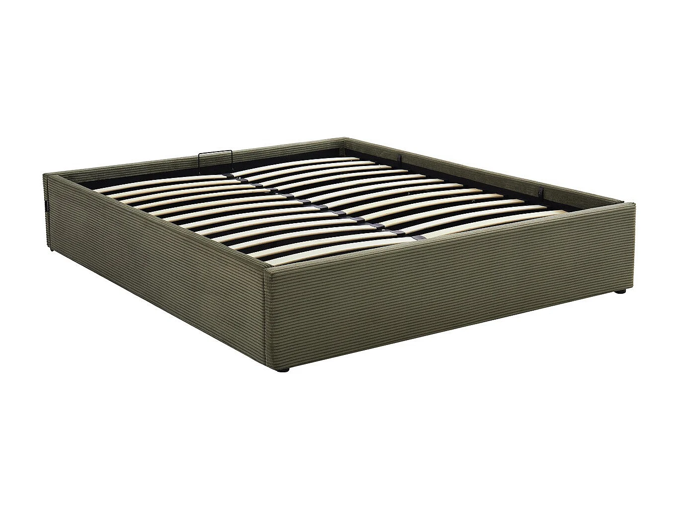 Lit coffre adulte 160x200 cm en velours côtelé vert avec sommier - Handy