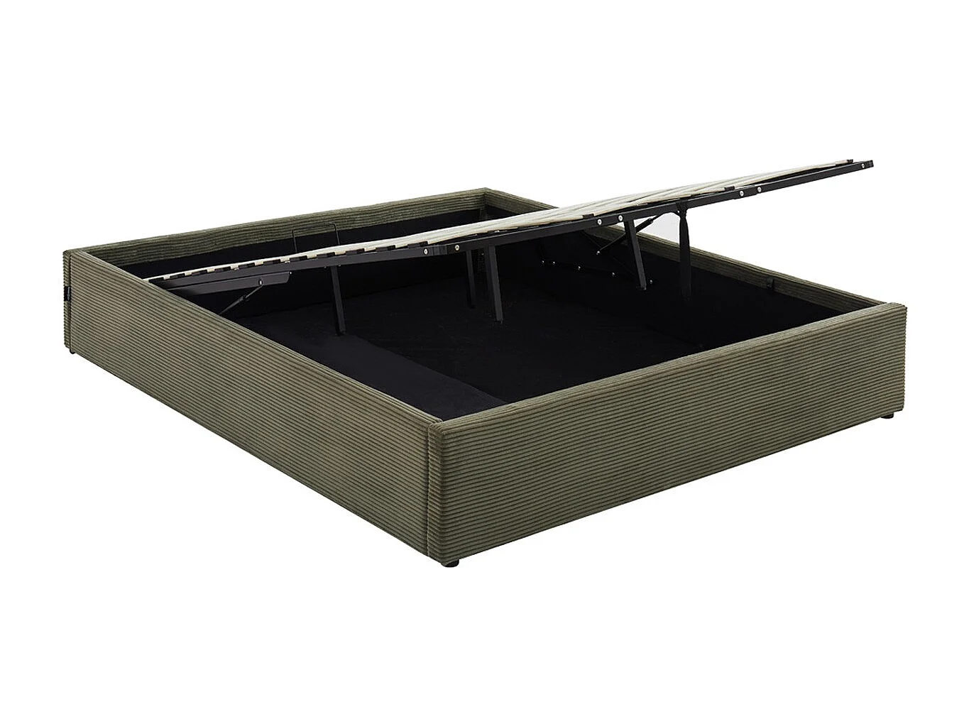 Lit coffre adulte 180x200 cm en velours côtelé vert avec sommier - Handy