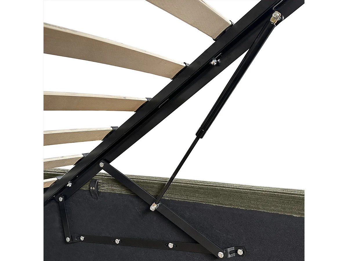 Lit coffre adulte 180x200 cm en velours côtelé vert avec sommier - Handy