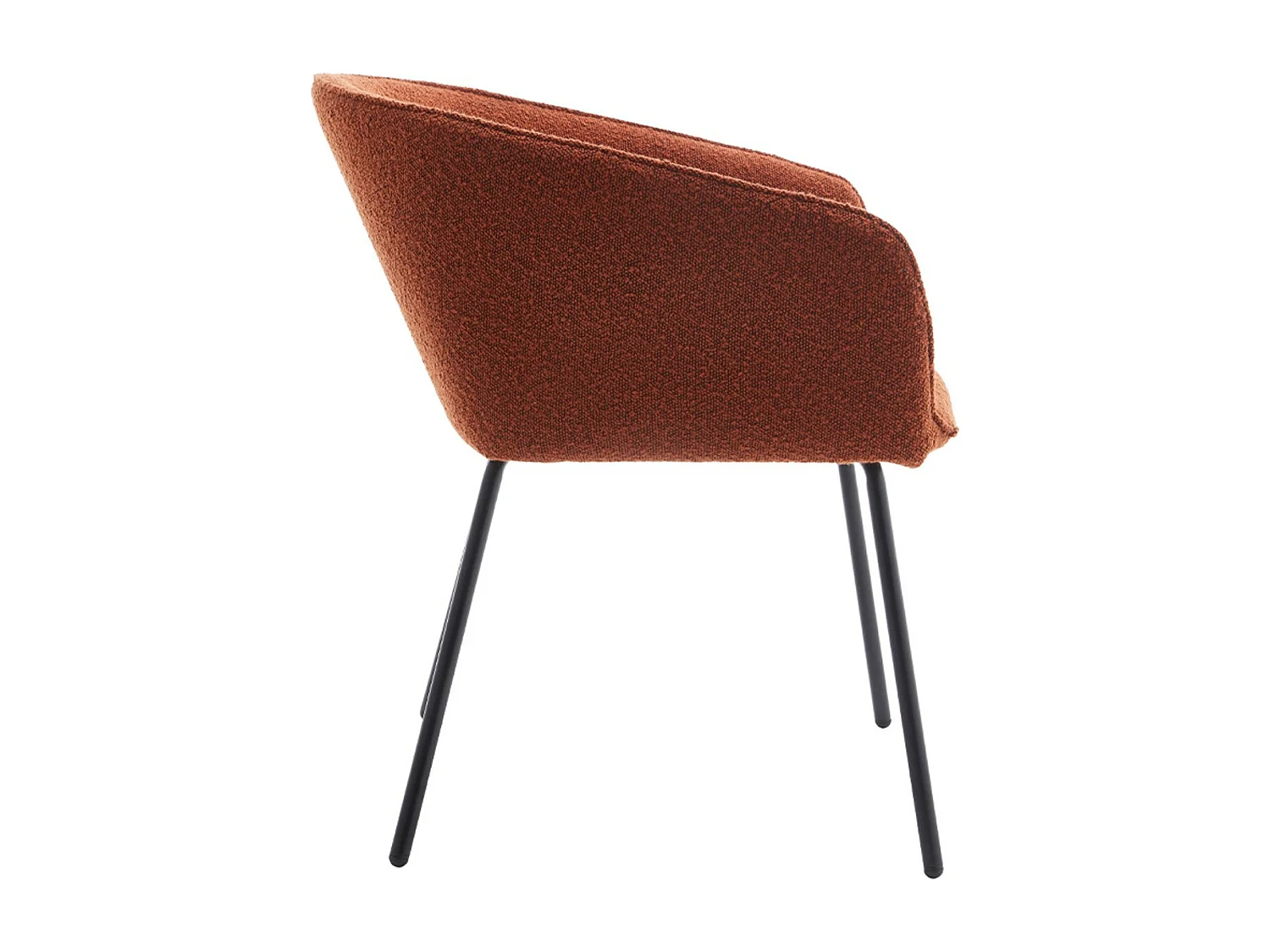 Lot de 2 fauteuils de table en tissu bouclé rouille, piètement noir - Swann
