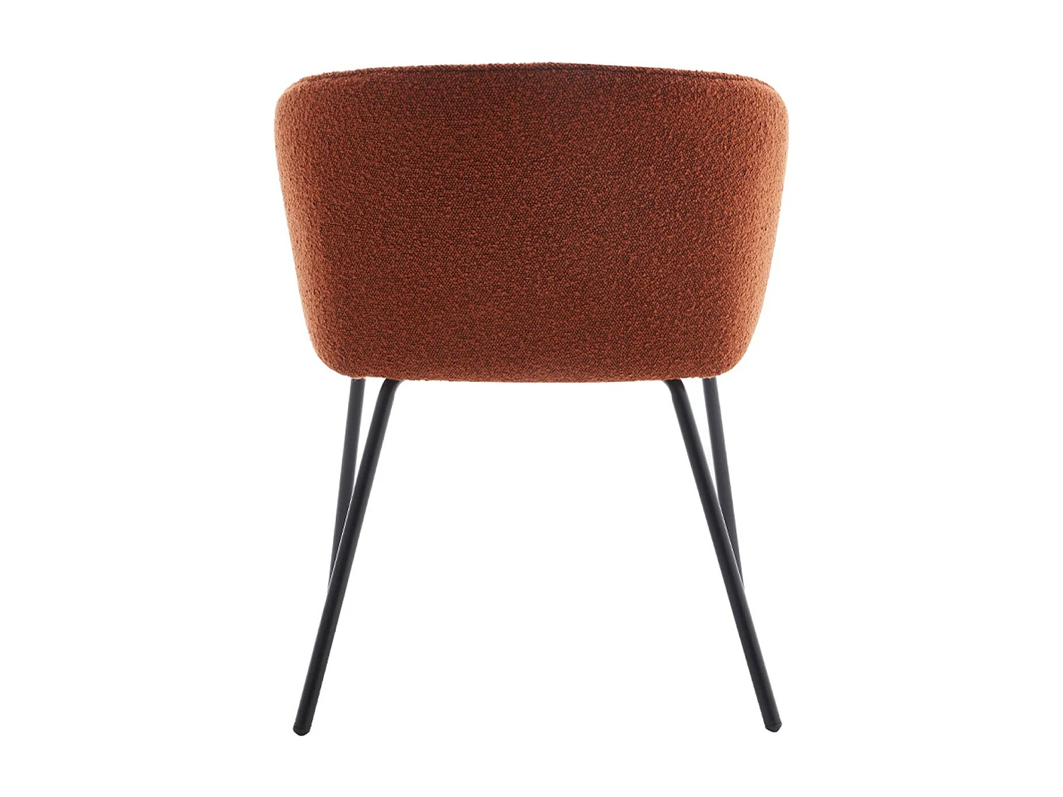 Lot de 2 fauteuils de table en tissu bouclé rouille, piètement noir - Swann