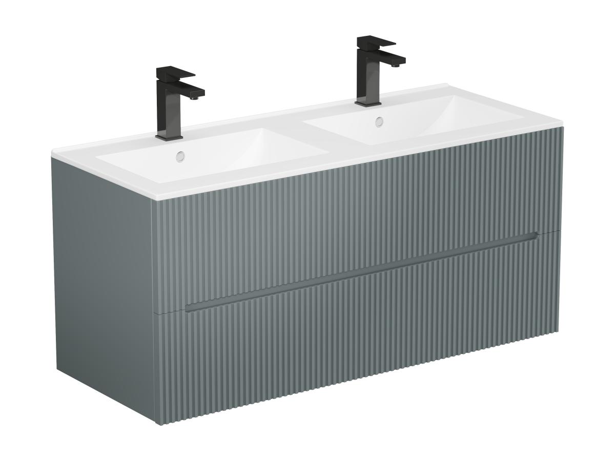 Waschbeckenunterschrank hängend mit Einbauwaschbecken - 120 cm - Grau gerip günstig online kaufen