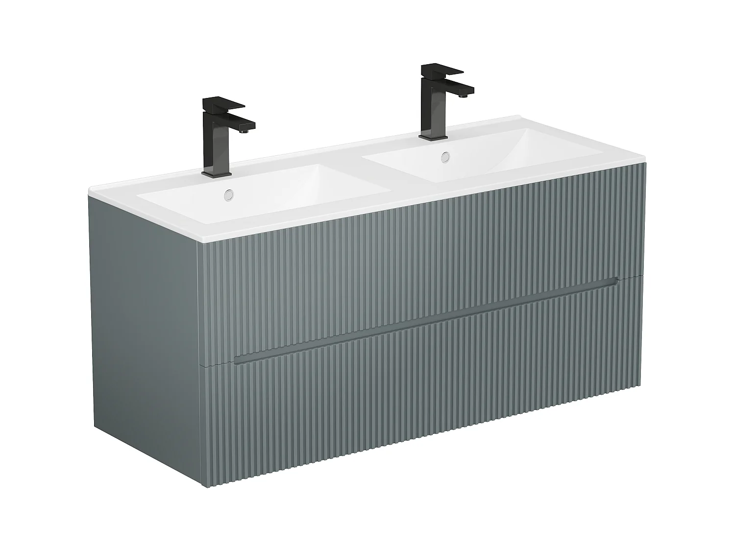 Meuble de salle de bain suspendu avec vasque à encastrer - Strié gris - 120 cm - PAVANI