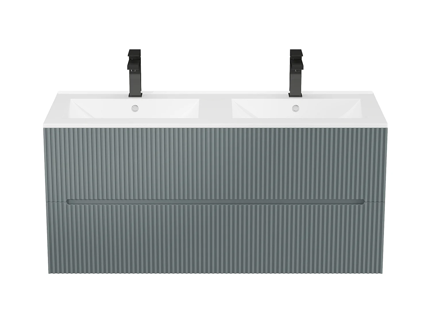 Meuble de salle de bain suspendu avec vasque à encastrer - Strié gris - 120 cm - PAVANI