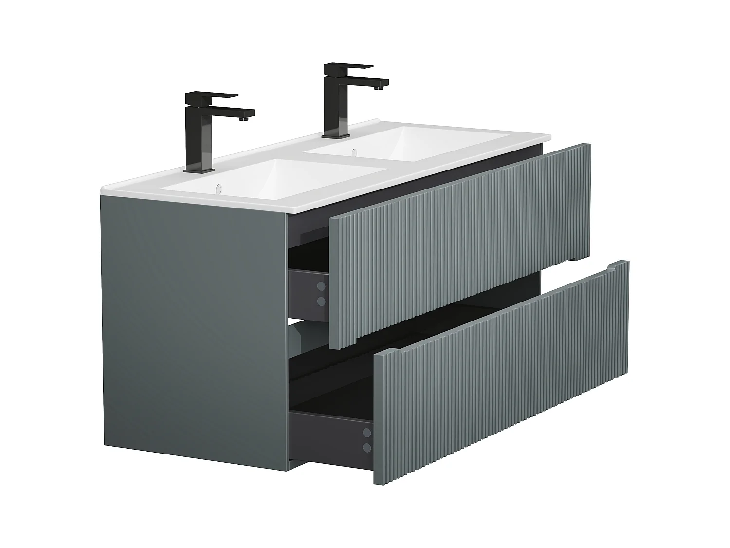 Meuble de salle de bain suspendu avec vasque à encastrer - Strié gris - 120 cm - PAVANI
