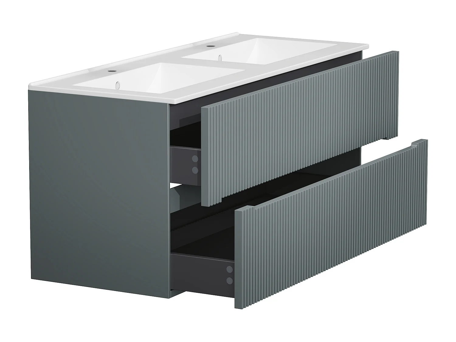 Ophængt badeværelsesmøbel med indbygget håndvask - Gråstribet - 120 cm - PAVANI