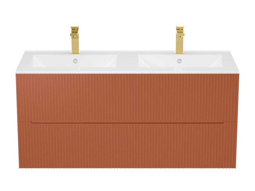 Waschbeckenunterschrank hängend mit Einbauwaschbecken - 120 cm - Terracotta günstig online kaufen