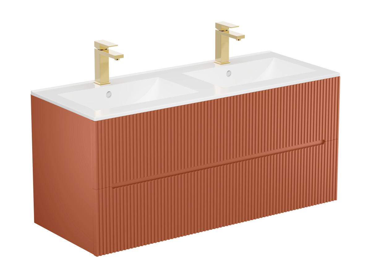 Waschbeckenunterschrank hängend mit Einbauwaschbecken - 120 cm - Terracotta günstig online kaufen