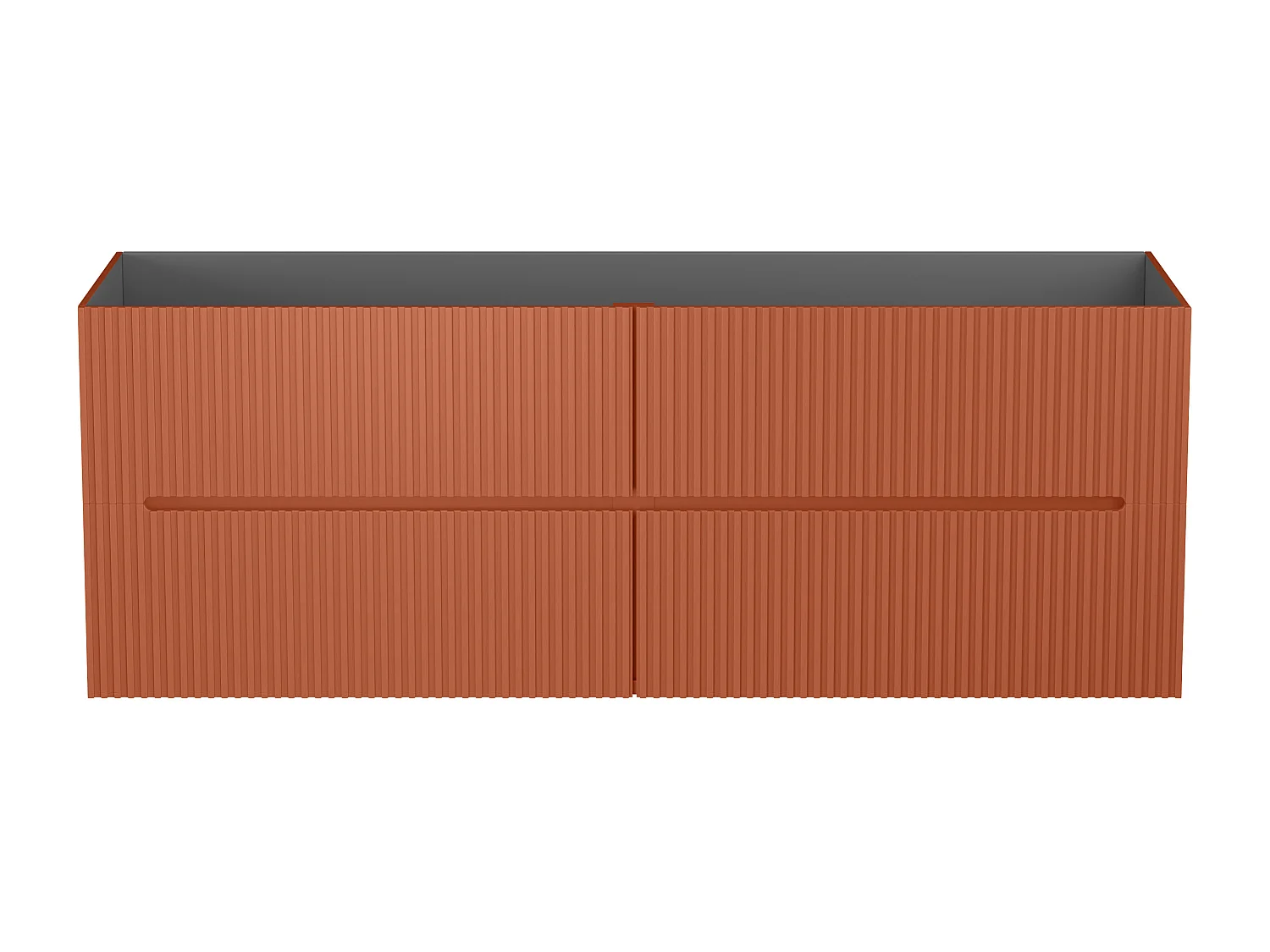 Meuble de salle de bain suspendu avec vasque à encastrer - Strié terracotta - 150 cm - PAVANI