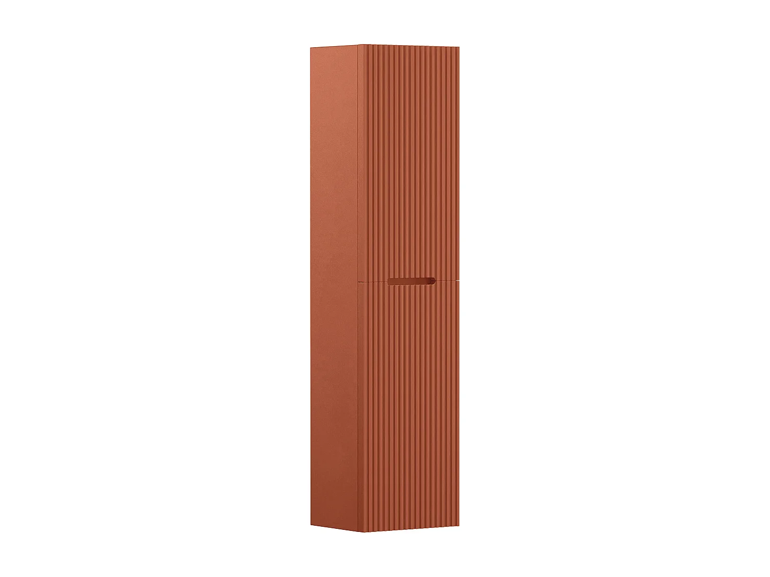Meuble de salle de bain suspendu avec vasque à encastrer et colonne - Strié terracotta - 120 cm - PAVANI