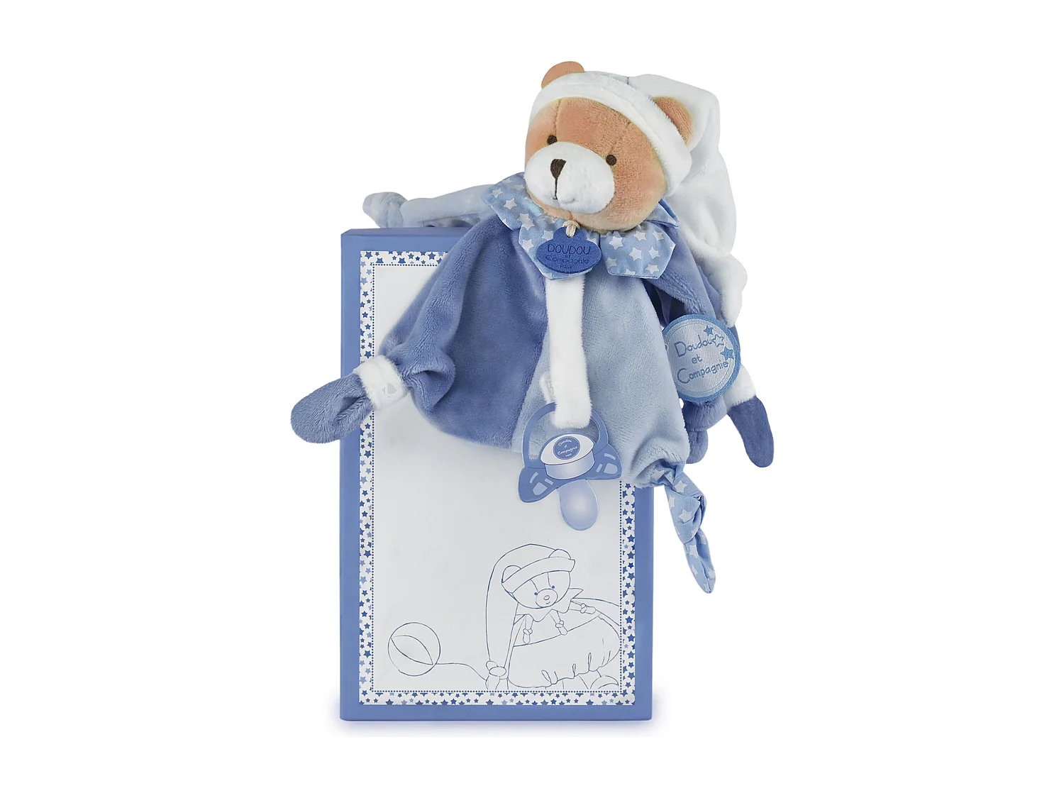 Doudou sucette 17 cm polyester collection PETIT CHOU ours bleu