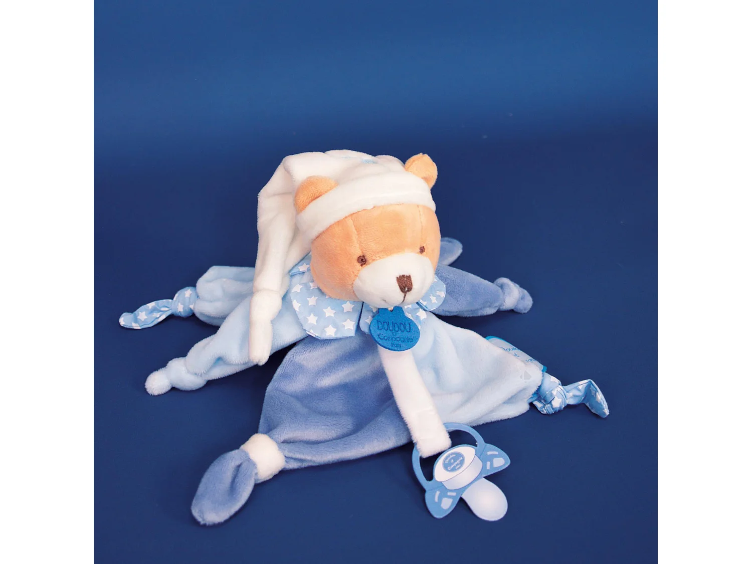 Doudou sucette 17 cm polyester collection PETIT CHOU ours bleu