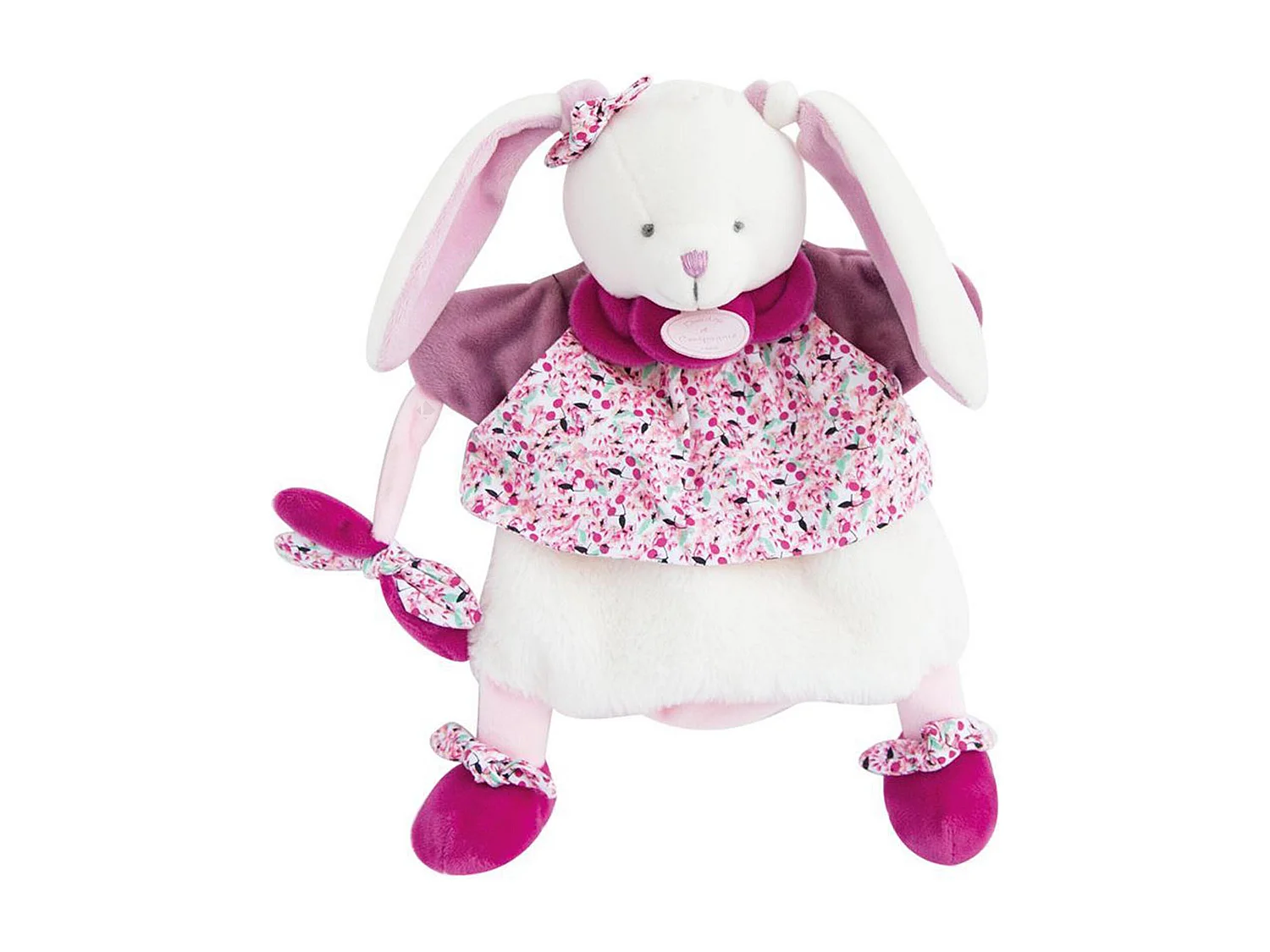 Doudou marionnette à main lapin 28 cm collection LAPIN CERISE rose