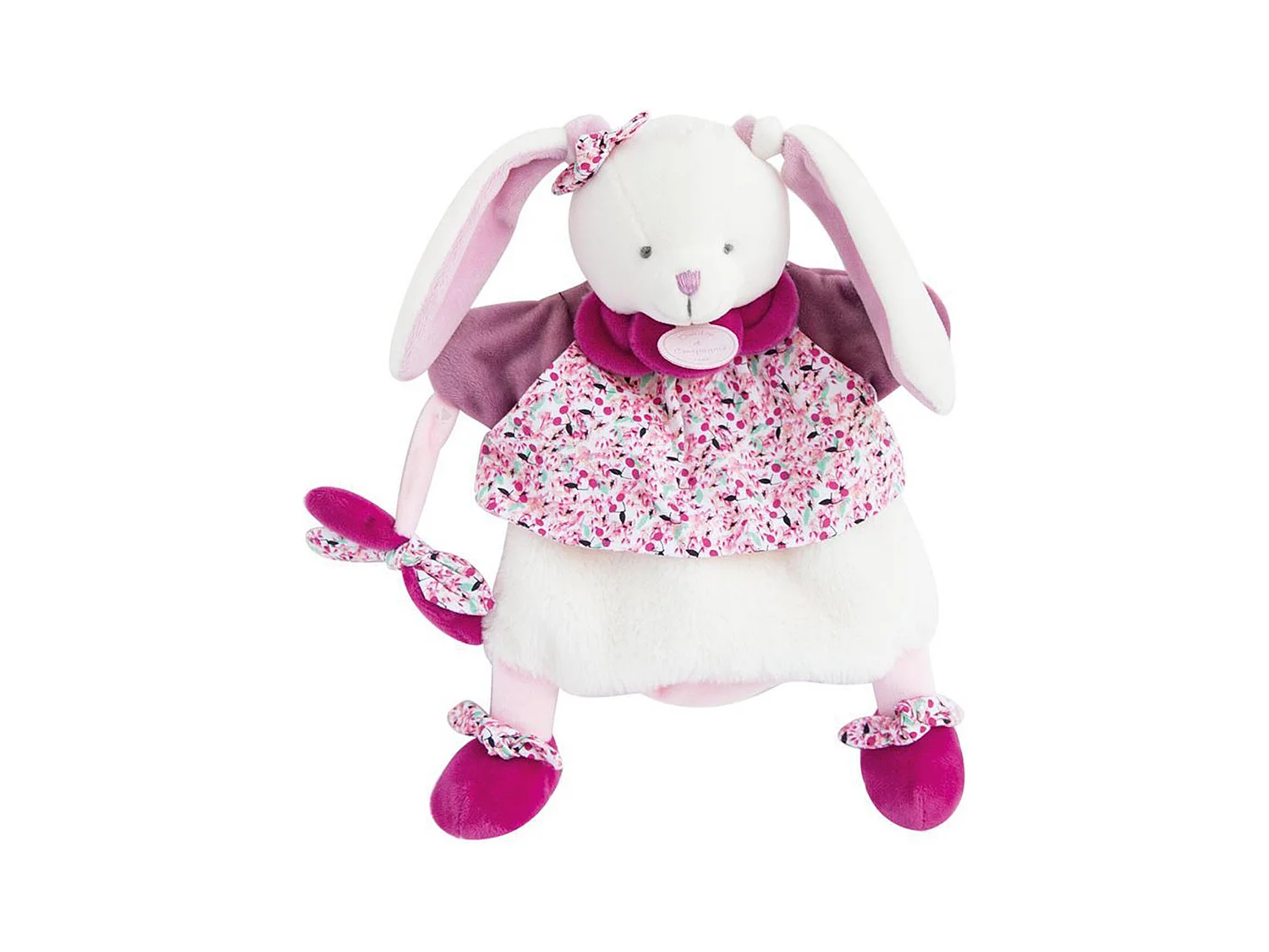 Doudou marionnette à main lapin 28 cm collection LAPIN CERISE rose