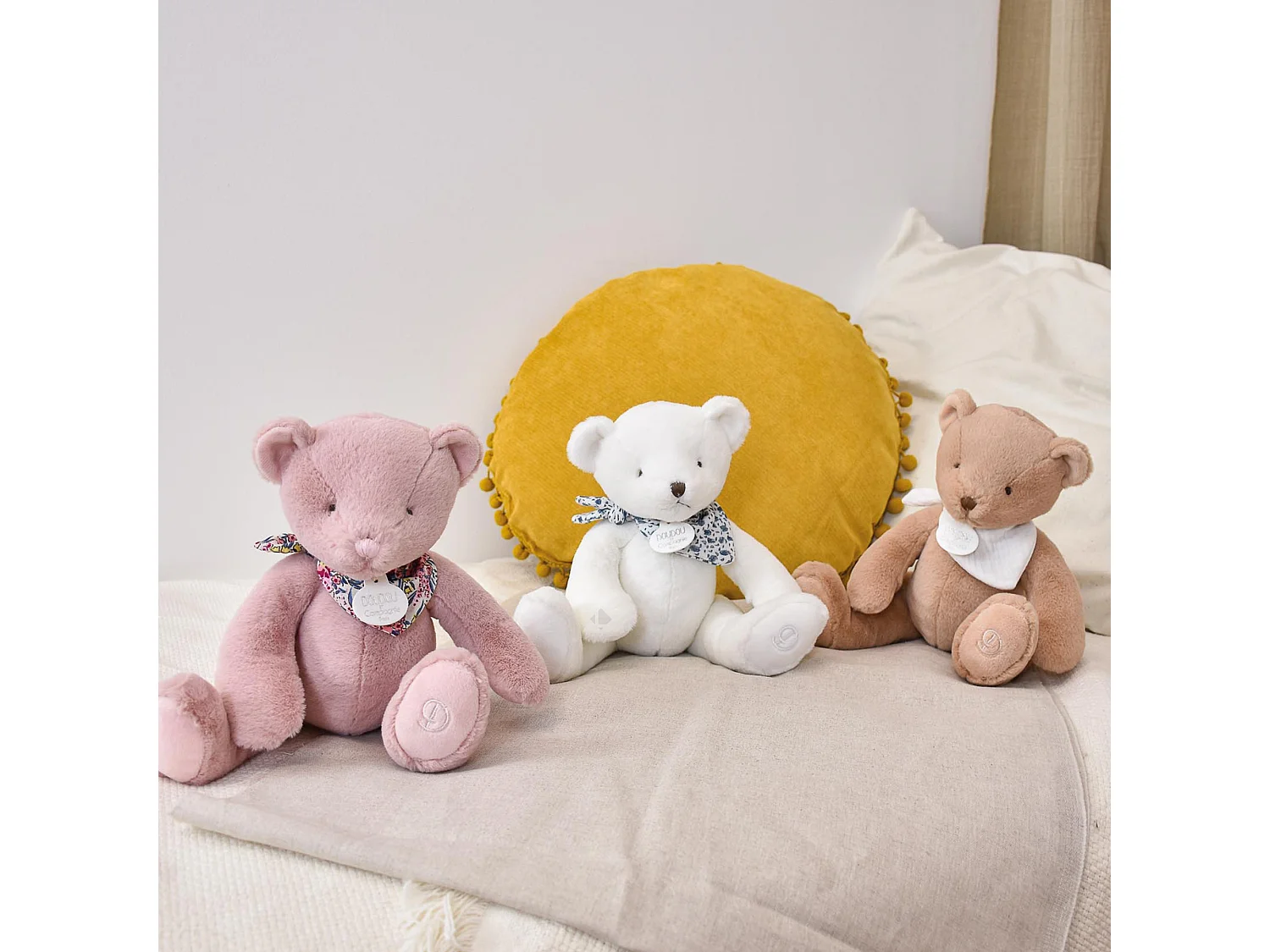 Doudou ours 25 cm polyester collection L'OURS DOUDOU rose