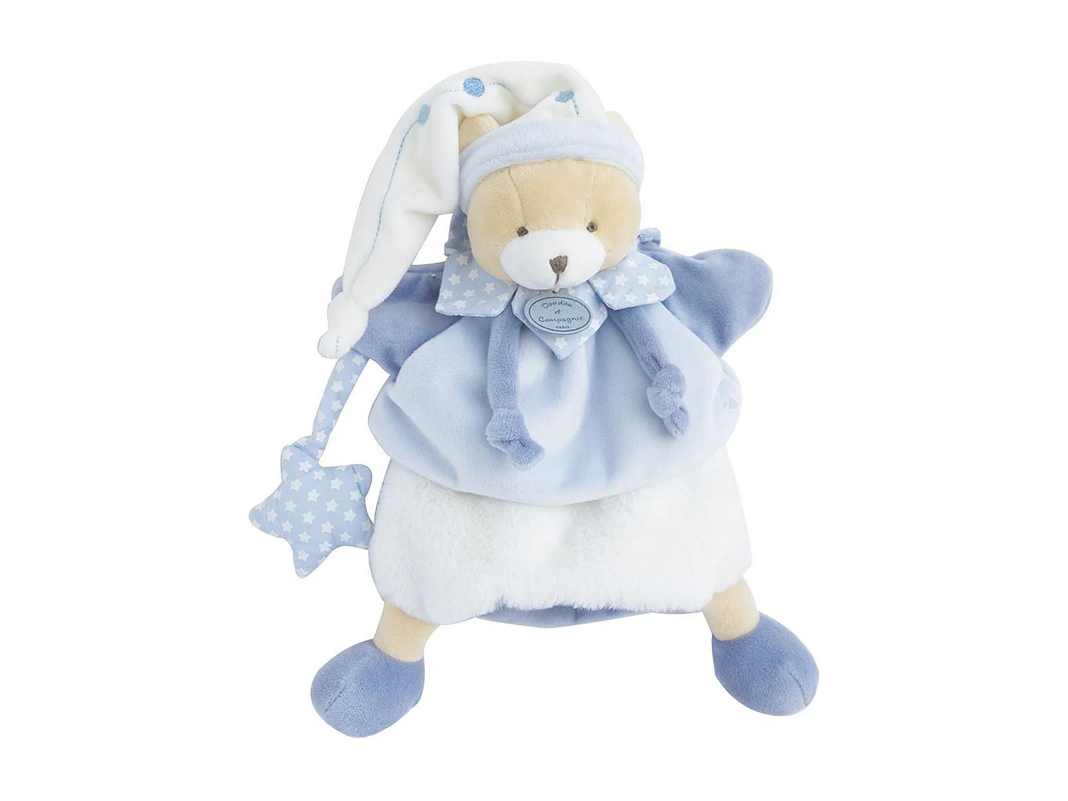 Doudou marionnette 28 cm polyester collection PETIT CHOU ours bleu