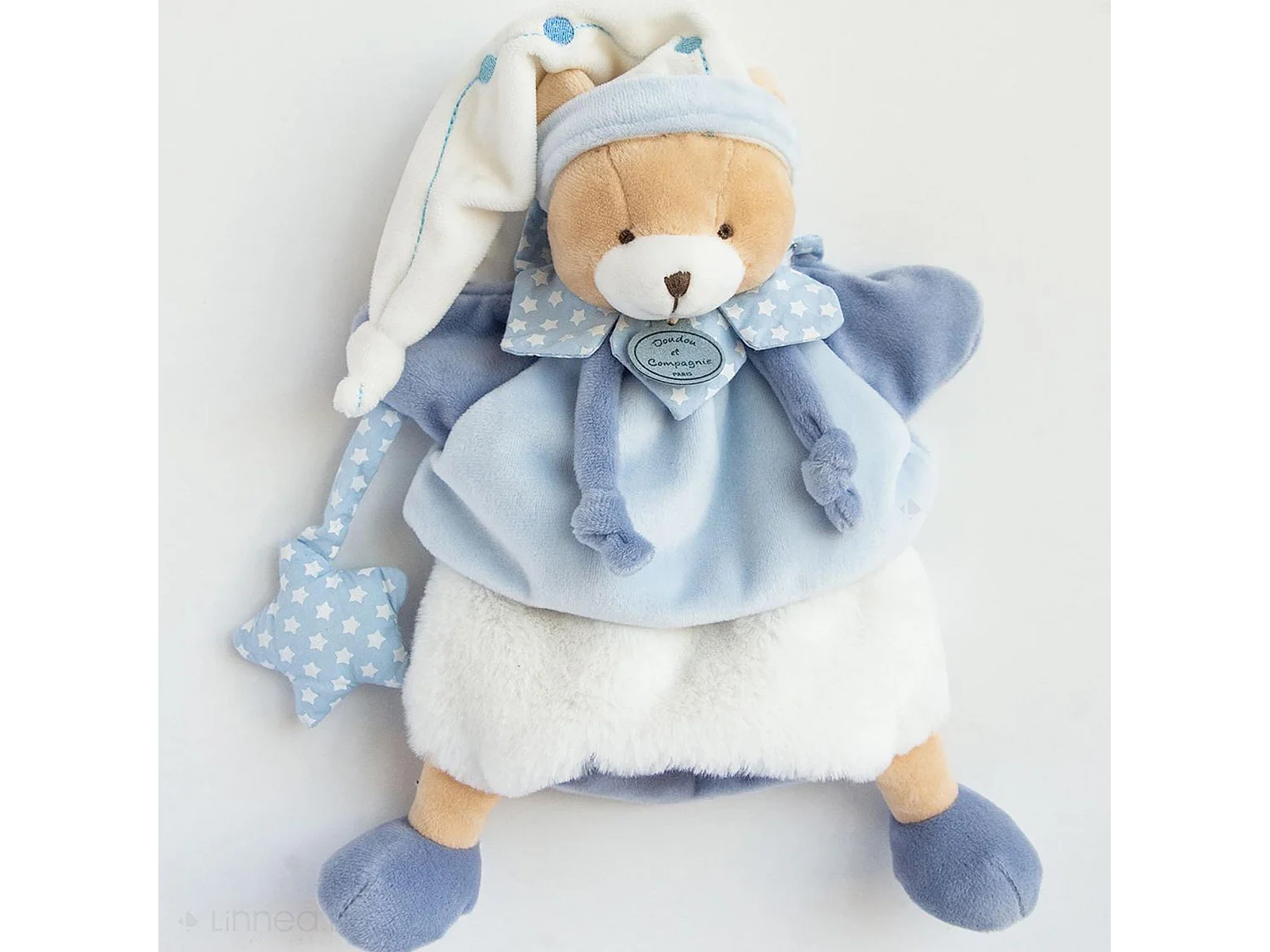 Doudou marionnette 28 cm polyester collection PETIT CHOU ours bleu