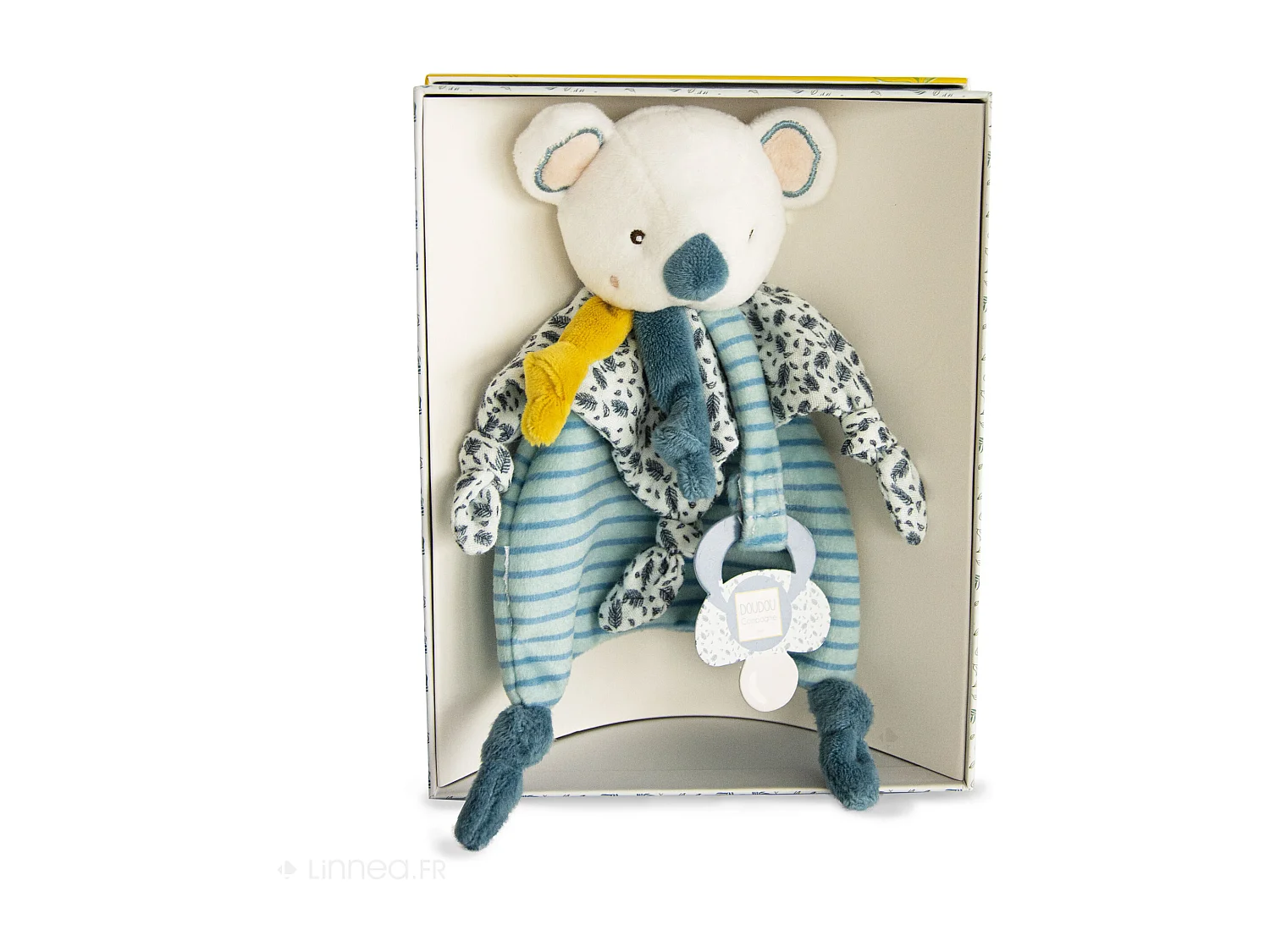 Doudou attache-sucette koala 20 cm collection YOCA LE KOALA bleu