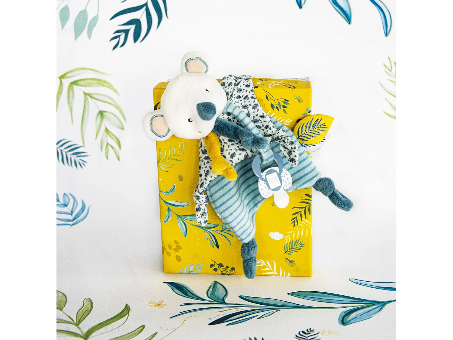 Doudou attache-sucette koala 20 cm collection YOCA LE KOALA bleu