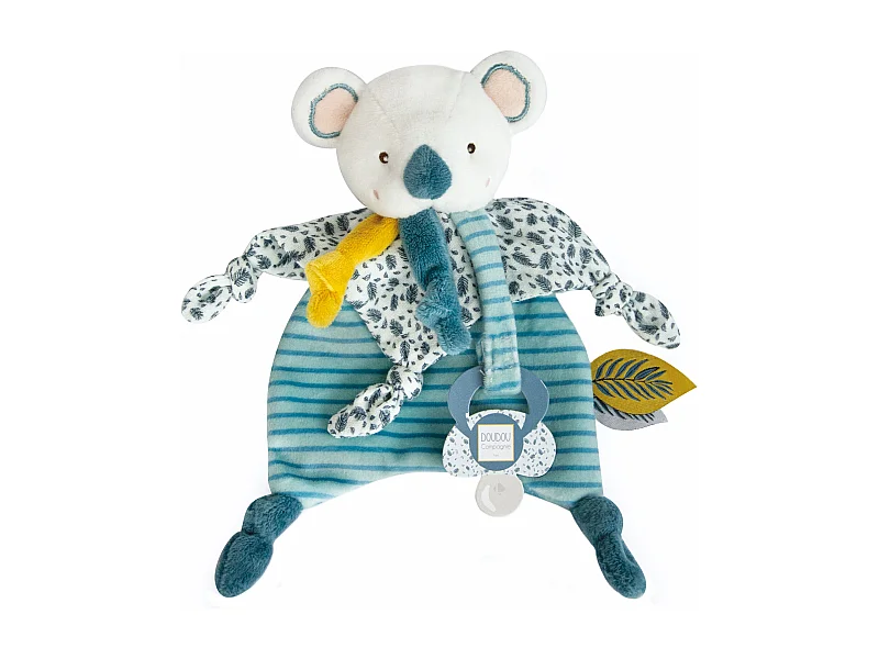 Doudou attache-sucette koala 20 cm collection YOCA LE KOALA bleu