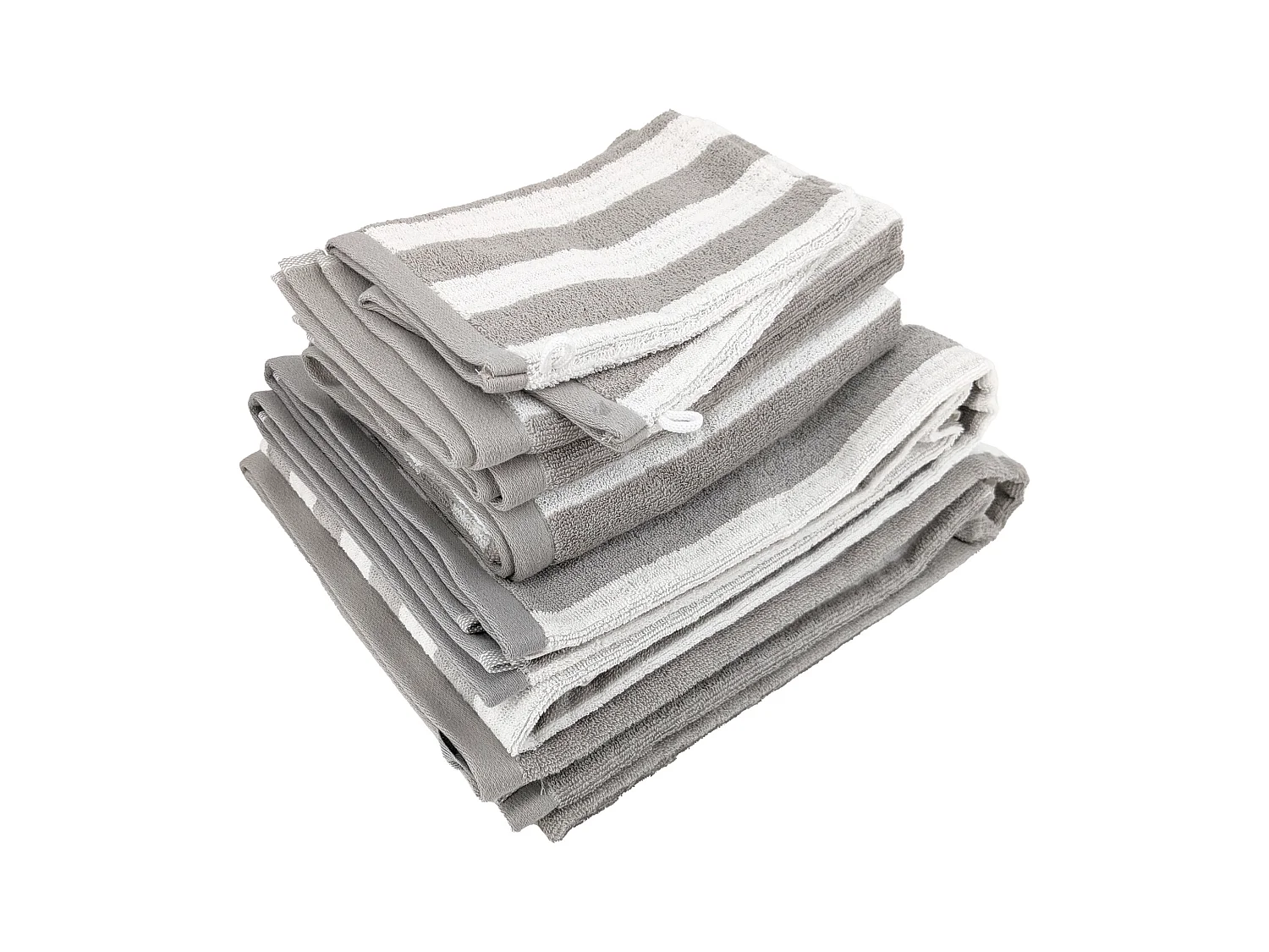 Parure de bain coton collection EFFICIENCE STRIPES 7 pièces gris lunar