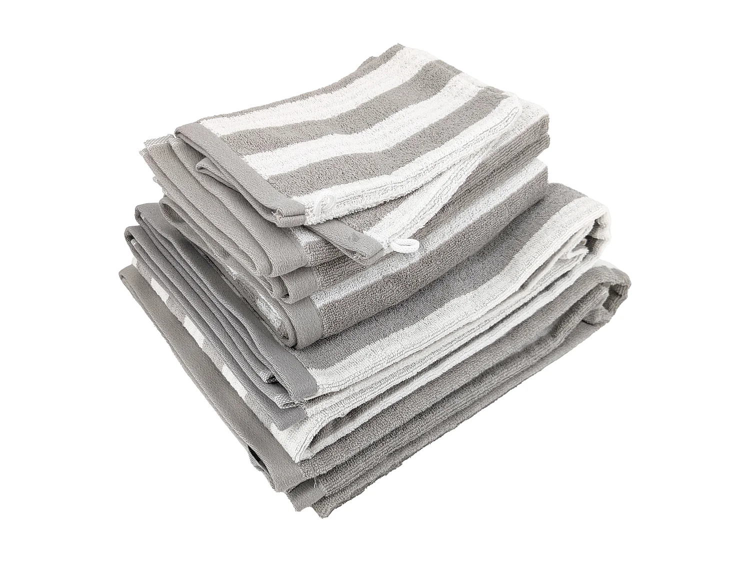Parure de bain coton collection EFFICIENCE STRIPES 7 pièces gris lunar