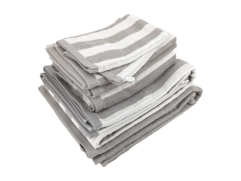 Parure de bain coton collection EFFICIENCE STRIPES 7 pièces gris lunar